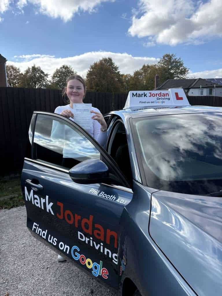 Driving instructors in Swadlincote Madison passing her driving test with Mark Jordan Driving School