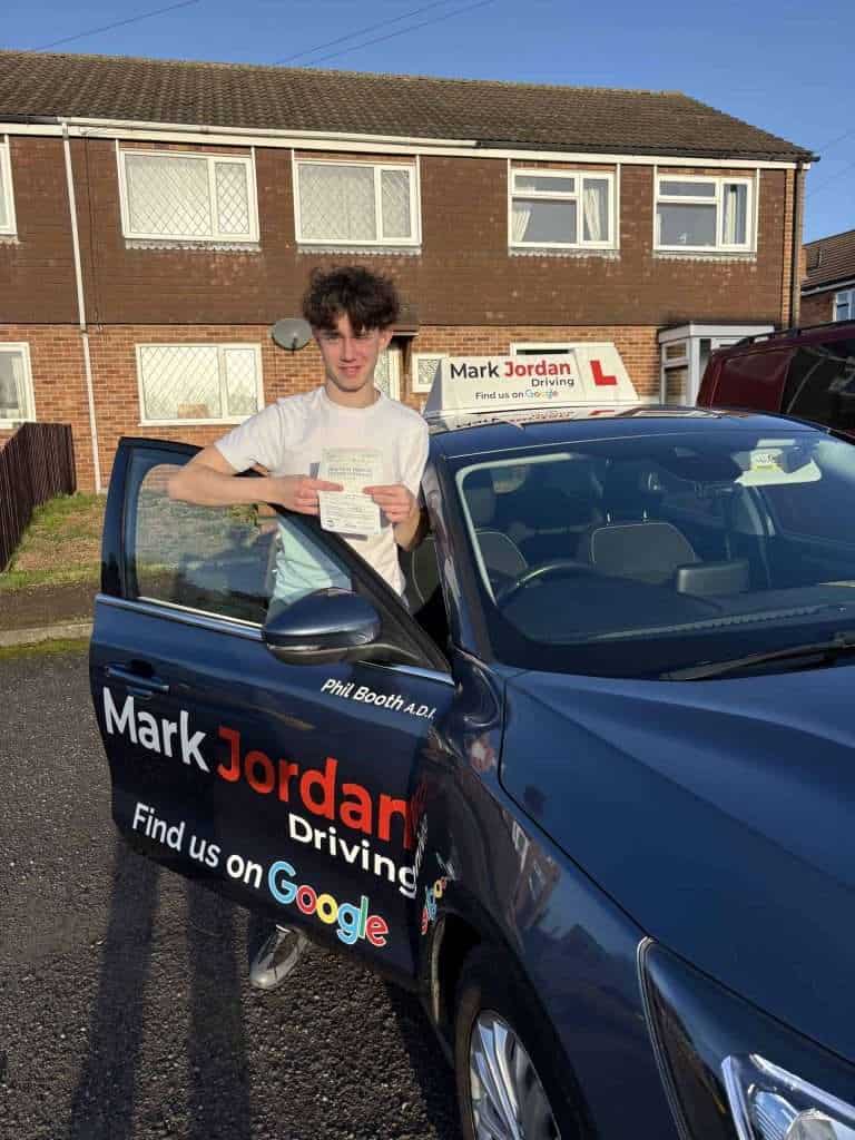 Joseph of Swadlincote passing his driving test with Mark Jordan Driving School