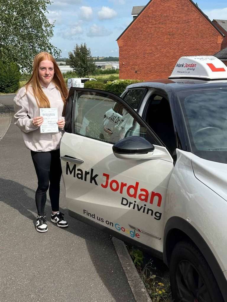 Keira of Swadlincote passing driving test with Mark Jordan driving school