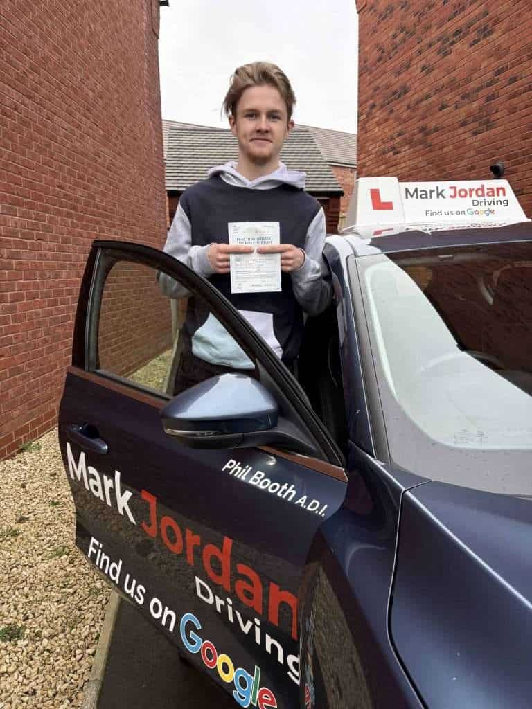 driving instructors in Swadlincote Reece passing his driving test with Mark Jordan Driving school