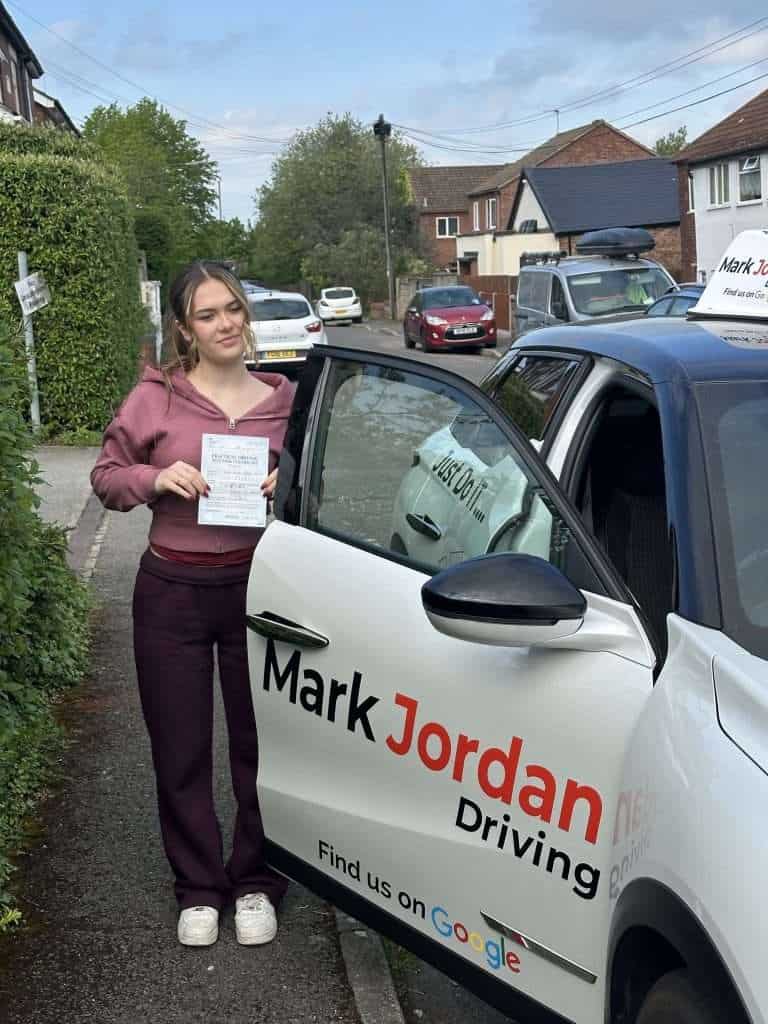 Rubi of Swadlincote passing her driving test with Mark Jordan Driving School