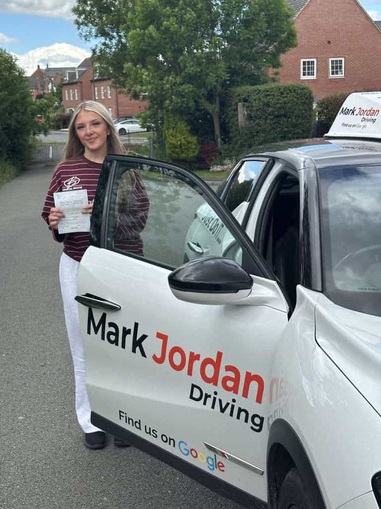 Maisy passing her driving test in Burton with Mark Jordan Driving School