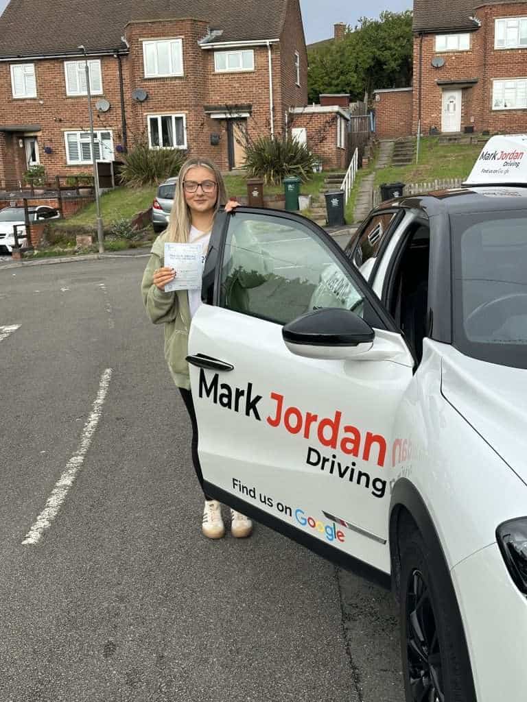 Jessica from Swadlincote passing her driving test with Mark Jordan Driving School